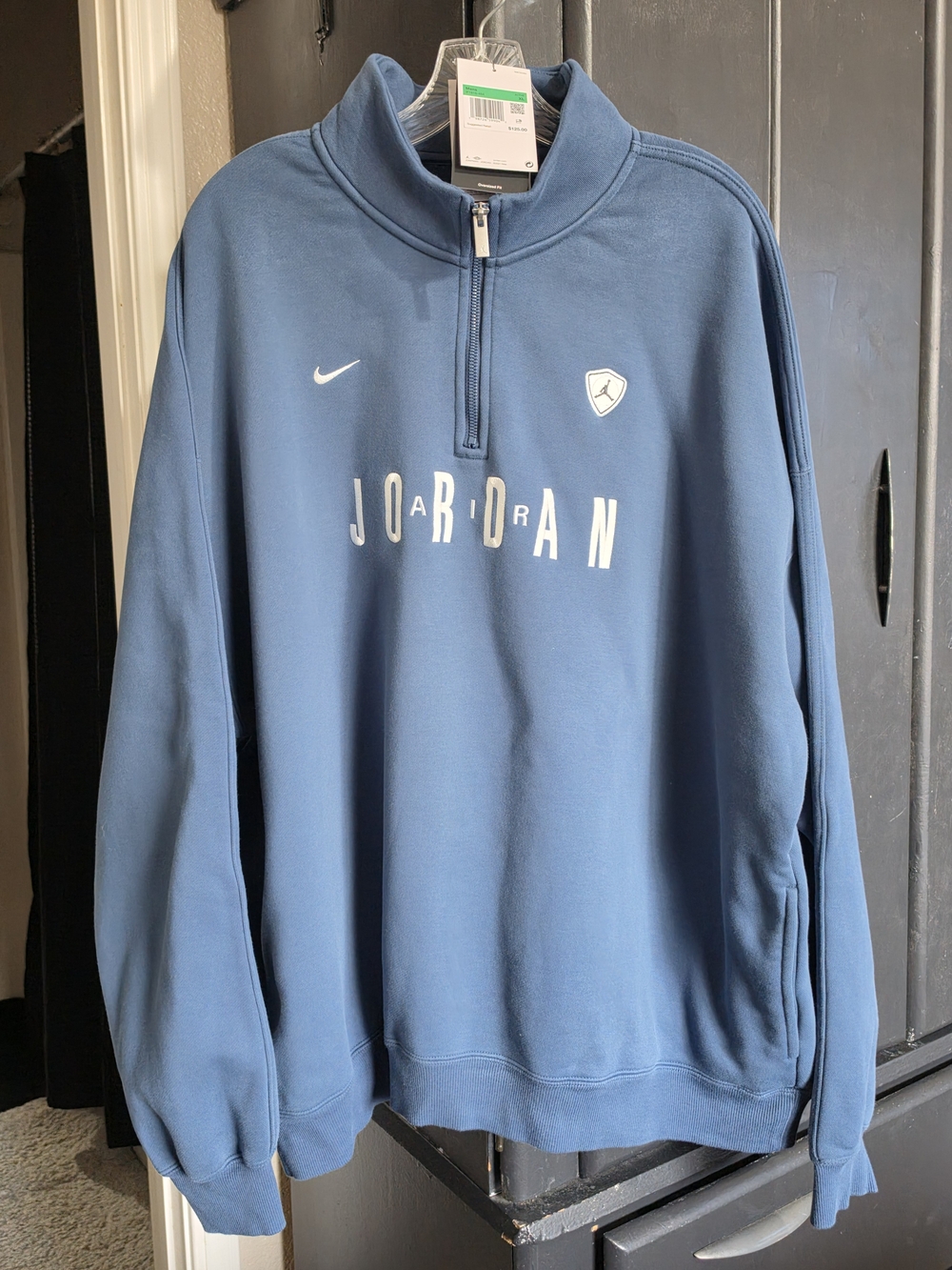 Nike Jordan Men's Quarter-Zip Pullover Sweatshirt XL Squadron Blue/Sail